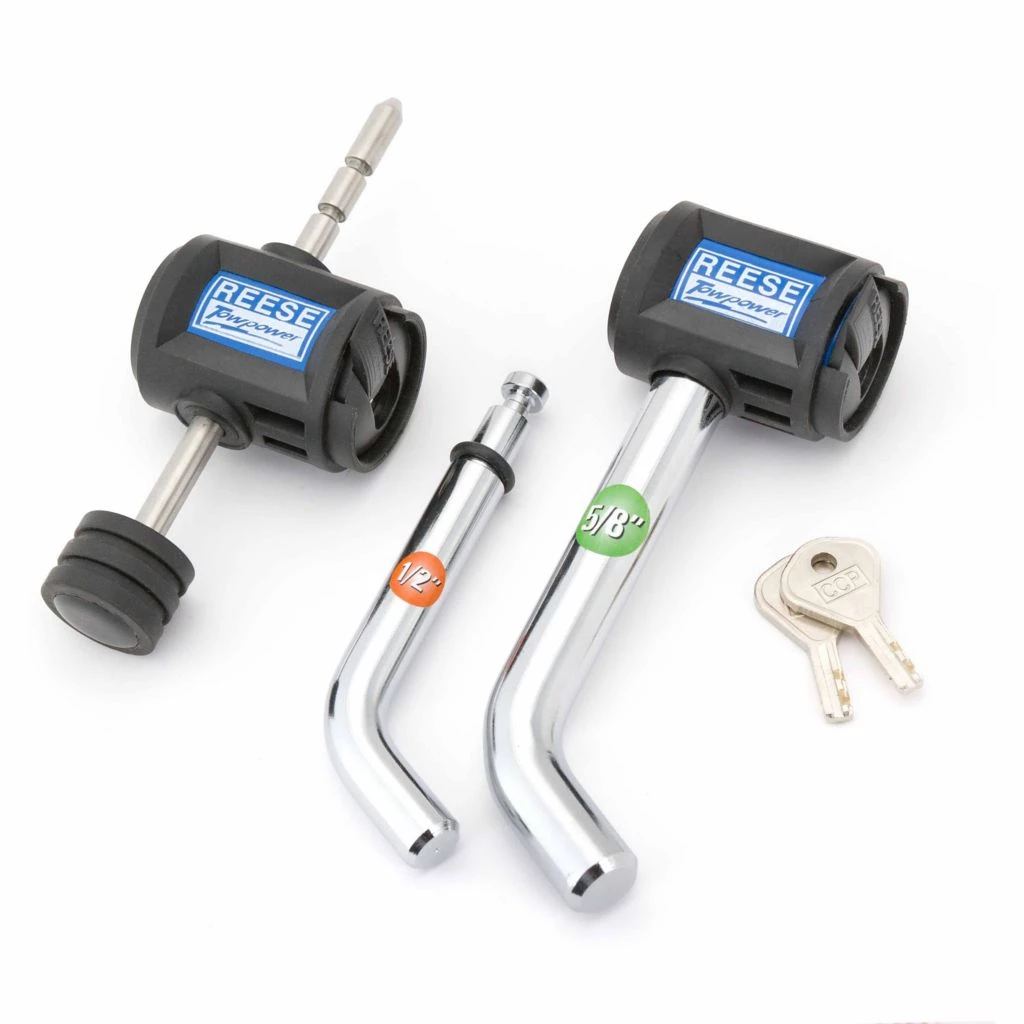 Reese Towpower Trailer Hitch Lock, Fits 1-1/4 in. & 2 in. Receivers, 1/2 in. & 5/8 in. Pin Diameter, Coupler Combo Lock Set 3 Reese Towpower Trailer Hitch Lock, Fits 1-1/4 in. & 2 in. Receivers, 1/2 in. & 5/8 in. Pin Diameter, Coupler Combo Lock Set